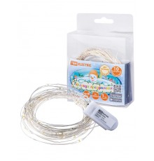 Гирлянда светодиодная "Роса100" 100LED, 10м, 3000К, 2хCR2032,  SQ0361-0056  TDM ELECTRIC