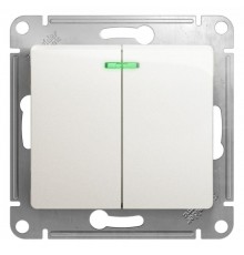 Glossa Перламутр Выключатель 2-клавишный с подсветкой сх.5а, 10АХ  GSL000653  SE