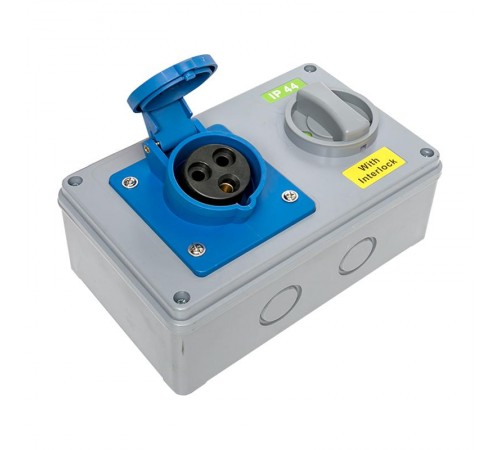 Розетка с блокировкой и выключателем 1413 2Р+РЕ 16А 220В IP44 EKF  ps-1413-16-220  EKF