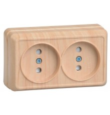 ОКТАВА сосна Розетка 2-местная О/У б/з со шторками 10А РСш22-2-ОС  ERO23-K03-10-DC  GENERICA
