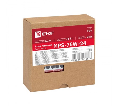 Блок питания 24В MPS-75W-24 EKF Proxima   mps-75w-24   EKF
