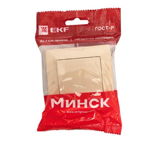 Выключатель 1-кл. СП 10А бежевый Минск EKFERV10-021-20EKF
