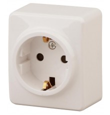 Розетка 11-2203-02  2P+E Schuko, 16АХ-250В, ОУ, Эксперт, Слоновая кость Б0020686  ЭРА