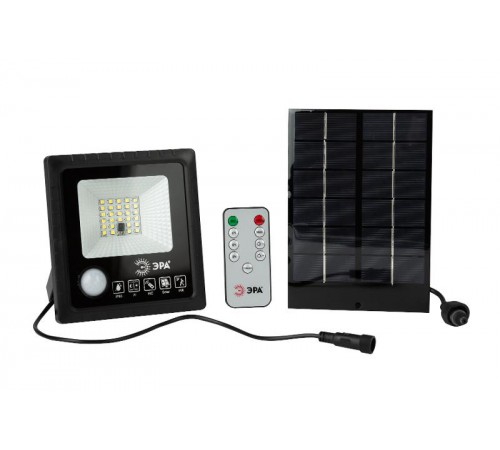 Прожектор светодиодный уличный на солн. бат. 20W, 350 lm, 5000K, с датч. движения, ПДУ, IP65 (6/  Б0049545  ЭРА