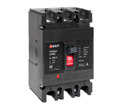 Выключатель автоматический LS250 25кА 3P 200А ProPact  mccb-250-25-3-200-ls  EKF