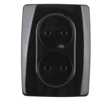 12-2107-06  Розетка 2-ая без заземления, 16A-250В, IP20, Эра12, чёрный  Б0031243  ЭРА