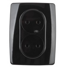 12-2107-06  Розетка 2-ая без заземления, 16A-250В, IP20, Эра12, чёрный  Б0031243  ЭРА