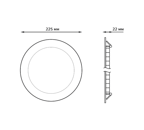 Встраиваемый светильник ультратонкий круглый IP20 18W225х22 O 210 6500K 1560лм 1/20  939111318  Gauss