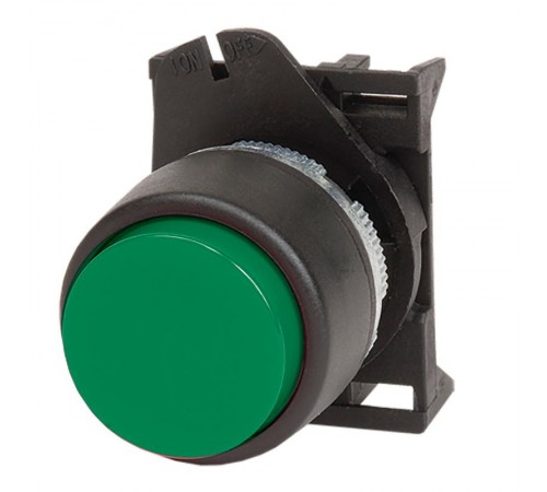 Кнопка выпуклая  прозрачная без фиксации, зеленая  ABDLR2  DKC