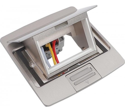 PRIMER Лючок с откидной крышой на 3 модуля (45*22,5мм) IP42 нержавеющая сталь  PM-LN21-03-O-42-K46IEK