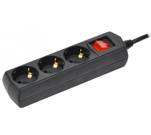 Удлинитель У03В 3 места с/з 5м 3х1мм2 10А 250В чер.  WYP10-10-03-05-ZK-K02-G  GENERICA