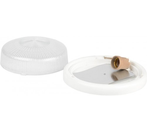 Светильник пылевлагозащищенный под лампу для ЖКХ Е27 НБО 05-100-001 с ободком Рондо пластик/стекло IP44 E27 max 100Вт круг белый  Б0053071  ЭРА