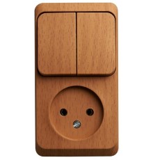 Этюд Бук О/У Блок: Розетка без заземления + Выключатель 2-клавишный  BPA16-205T  SE