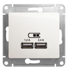 Glossa Перламутр USB Розетка A+С, 5В/2,4А, 2х5В/1,2 А, механизм  GSL000639  SE