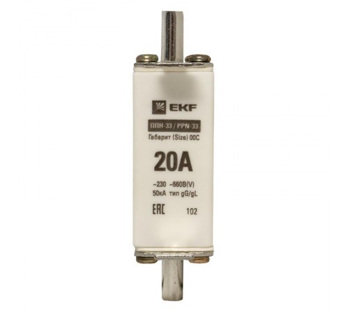Плавкая вставка ППН-33 100/ 20А габарит 00С  fus-33/100/20  EKF