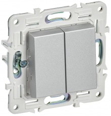 SKANDY Выключатель 2-клавишный 10А SK-V04S серебряный  SK-V20-0-10-K23  IEK