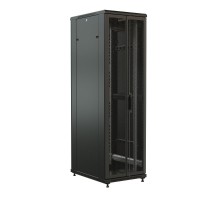 WR-TT-3268-DD-RAL9004 Шкаф напольный 19-дюйм., 32U, 1610x600х800 мм, передняя и задняя распашные перфор. двери, (RAL 9004)  520187  WRLine