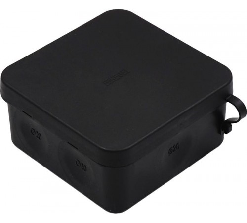 Коробка разветвительная (черная) 85х85х40 двухкомпонентная  IP66 стойкая к УФ с поводком  КР2403-08  HEGEL