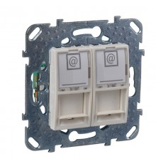 Unica Бежевый Розетка комп(RJ45) 2-ая кат.5е с полем для надписи  MGU5.2020.25ZD  Schneider Electric