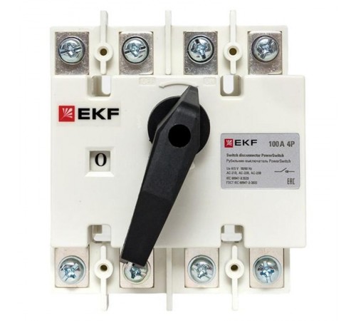 Рубильник-выключатель 100A 4P c рукояткой управления для прямой установки PowerSwitch  psds-100-4  EKF