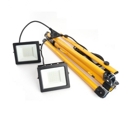 Прожектор светодиодный LL-503 квадрат 2*50W 6400К 220V черный IP65 (на штативе)  29568  FERON