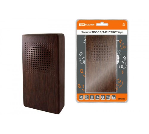 Звонок ЗПС-10/2-Пт "ЭКО" бук (проводной, без кнопки, сеть, "птичка")  SQ1901-0027  TDM