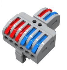 Клемма СМК 2х3D 2 полюса на DIN-рейку (0,08-4 мм) (1 ввод, 3 вывода на полюс) серая (25 шт/уп)  07-5281  REXANT
