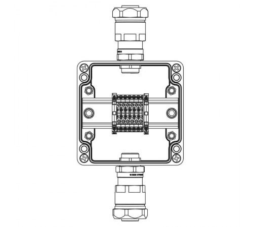 Коробка клеммная Ex из GRP; 1Ex e IIC T5 Gb IP66; Ex tb IIIB T95C Db;Клеммы 2,5 кв.мм. -6 шт. А,С: ввод D8-13мм под небронир-ный кабель вметаллорук