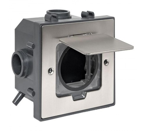 Лючок напольный C-Line 2 IP44 86*86 мм на 2модуля=1пост (с напольной коробкой для установки в фальш-пол и бетон) матовый никель  cl-ln-knl-2  EKF