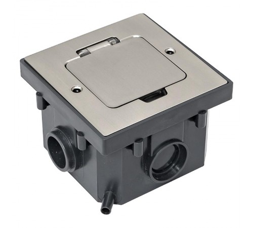 Лючок напольный C-Line 2 IP44 86*86 мм на 2модуля=1пост (с напольной коробкой для установки в фальш-пол и бетон) матовый никель  cl-ln-knl-2  EKF