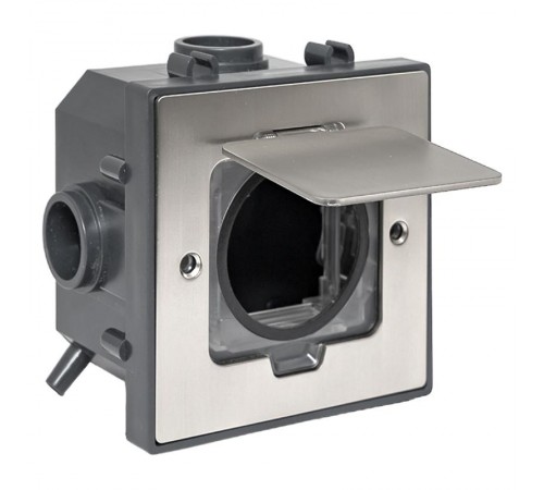 Лючок напольный C-Line 2 IP44 86*86 мм на 2модуля=1пост (с напольной коробкой для установки в фальш-пол и бетон) матовый никель  cl-ln-knl-2  EKF