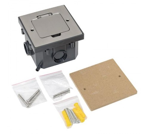 Лючок напольный C-Line 2 IP44 86*86 мм на 2модуля=1пост (с напольной коробкой для установки в фальш-пол и бетон) матовый никель  cl-ln-knl-2  EKF