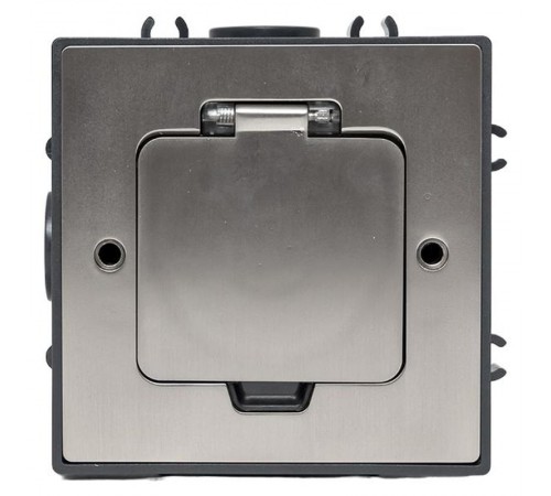 Лючок напольный C-Line 2 IP44 86*86 мм на 2модуля=1пост (с напольной коробкой для установки в фальш-пол и бетон) матовый никель  cl-ln-knl-2  EKF