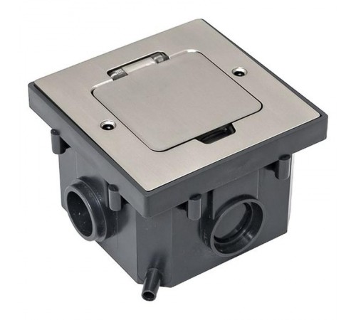Лючок напольный C-Line 2 IP44 86*86 мм на 2модуля=1пост (с напольной коробкой для установки в фальш-пол и бетон) матовый никель  cl-ln-knl-2  EKF