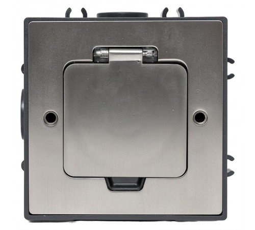 Лючок напольный C-Line 2 IP44 86*86 мм на 2модуля=1пост (с напольной коробкой для установки в фальш-пол и бетон) матовый никель  cl-ln-knl-2  EKF