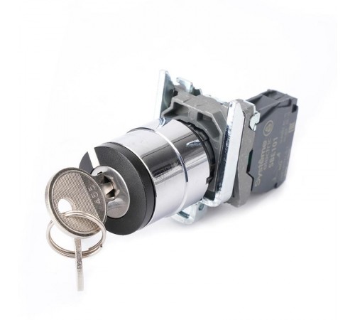 Переключатель SB4 в сборе модульный 22мм 2 позиции с фиксацией ключ 2пол 1НО  SB4BG41  SE