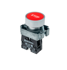 Кнопка плоская с маркировкой, красная, знак "stop", 1NC,мет. MTB2-BAZ12434  58169  ОВЕН