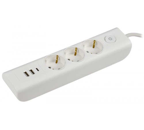 MODERN Удлинитель У03В с/з 2м 3х1мм2 16А/250В USBх3 бел.  WYP12-16-03-02-ZKU-K01  IEK