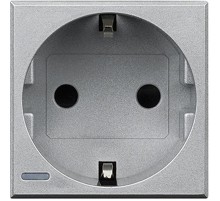 Axolute Розетка 2К+З, 10/16 А 250 В с боковыми заземляющими контактами Schuko, с экранированными контактами, клеммы с автоматическим зажимом, алюминий