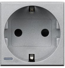 Axolute Розетка 2К+З, 10/16 А 250 В с боковыми заземляющими контактами Schuko, с экранированными контактами, клеммы с автоматическим зажимом, алюминий