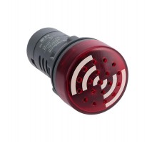 Зуммер с подсветкой красный 220В AC прерывестый звук  SB7KS2M4I  SE