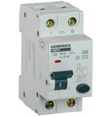 Выключатель автоматический дифференциального тока АВДТ 32 1п+N 20А C 30мА тип AC  MAD25-5-020-C-30  GENERICA