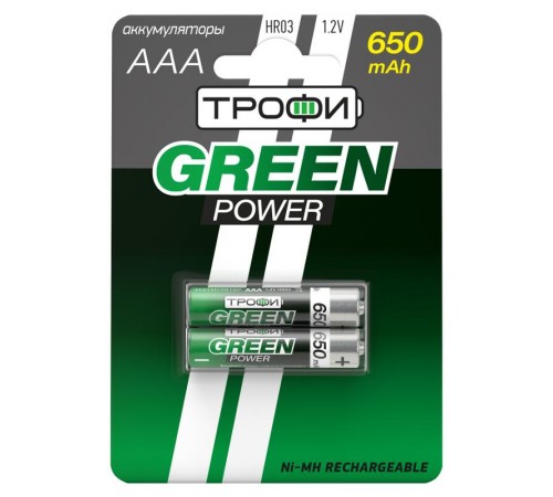 Аккумулятор HR03-2BL 650 mAh (20/240/17280) (AAA)   Б0019499  ТРОФИ (батарея (заряжаемый элемент питания)