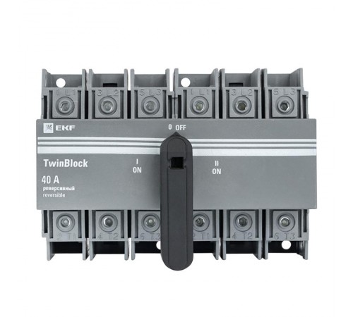 Рубильник 40A 3P реверсивный c рукояткой для прямой установки TwinBlock EKF   tb-s-40-3p-rev   EKF
