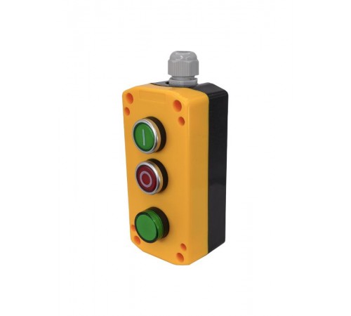 ПКУ22-33V1M-65У1, 1 зелёный цилиндр "I" (НО), 1 красный цилиндр "O" (НЗ), лампа зелёная 220В AC, пост управления, IP65  (ЭТ)   ET526988   Электротех