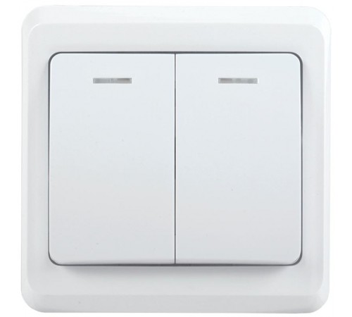 ВЕГА белый ВС10-2-1-ВБ Выключатель 2-клавишный с индикацией 10А ВС10-2-1-ВБ  EVV21-K01-10-DM  GENERICA