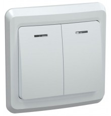 ВЕГА белый ВС10-2-1-ВБ Выключатель 2-клавишный с индикацией 10А ВС10-2-1-ВБ  EVV21-K01-10-DM  GENERICA