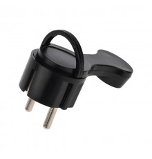 Вилка Евро угловая с з/к 16 А плоская за шкаф черная  16-0736  REXANT