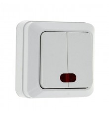 Рим Выключатель 2-клавишный с индикатором 10А белый EKF  ENV10-123-10  EKF