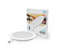 Встраиваемый светильник ультратонкий круглый IP20 12W170х22 O 155 6500K 990лм 1/20  939111312  Gauss